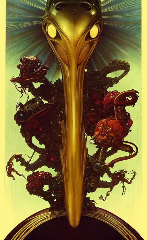 Image similar to exquisite imaginative alien creature poster art, gold, movie art, by lucusfilm, weta studio, alphonso mucha, james jean, frank frazetta, 8 k, denoised