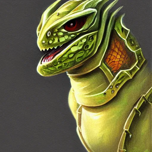 Image similar to lizard wearing knight armor, digital painting, highly detailed, concept armor, sharp focus