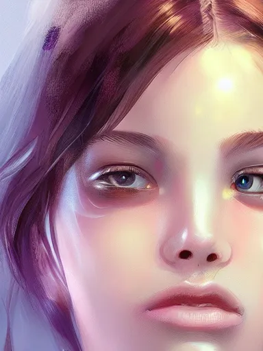 Image similar to girl with crystal in face, portrait, digital painting, elegant, beautiful, highly detailed, artstation, concept art