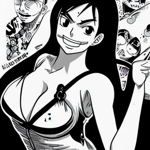 Image similar to valentina nappi in the style of eichiro ora, one piece, manga style