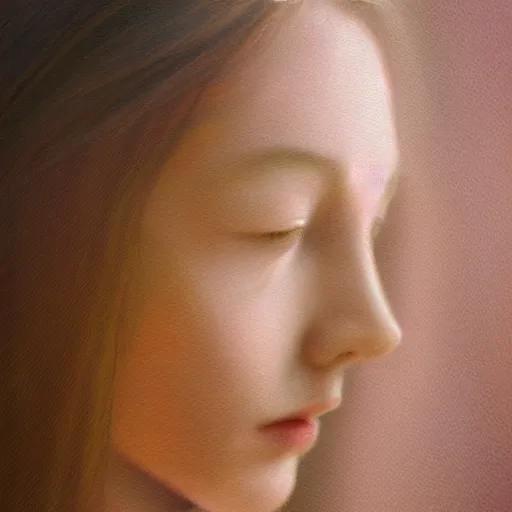 Image similar to portrait of a young woman, morning light, highly detailed, tilt shift, cool, hyperrealism, highly textured, god rays