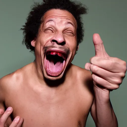 Prompt: eric andre screaming with sharp teeth