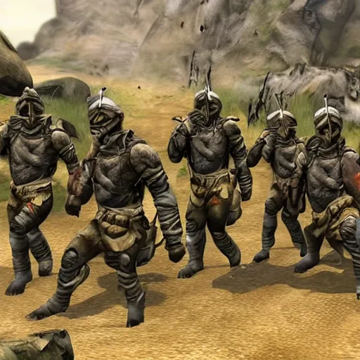 Prompt: A rapid-response team of Commando Khajiits