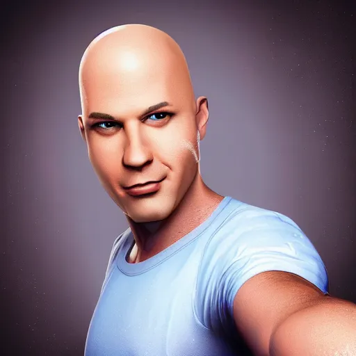 Image similar to mister clean duck face selfie octane render