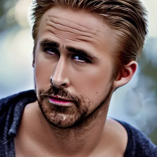 Prompt: Man looking like Ryan Gosling werewolf anime