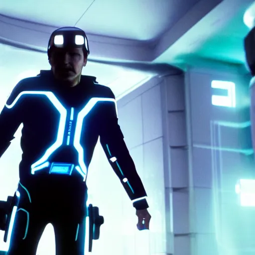 Image similar to film still of harrison ford in tron legacy ( 2 0 1 0 )