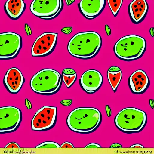 Prompt: cartoon kawaii watermellon