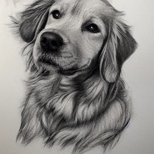 Prompt: kids drawing of a golden retriever, crayons. high details, photorealistic, artstation trending