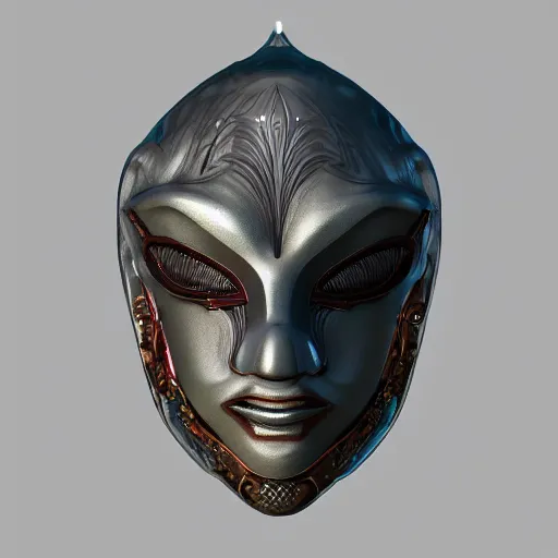 Image similar to venetian futuristic bauta mask, houdini render