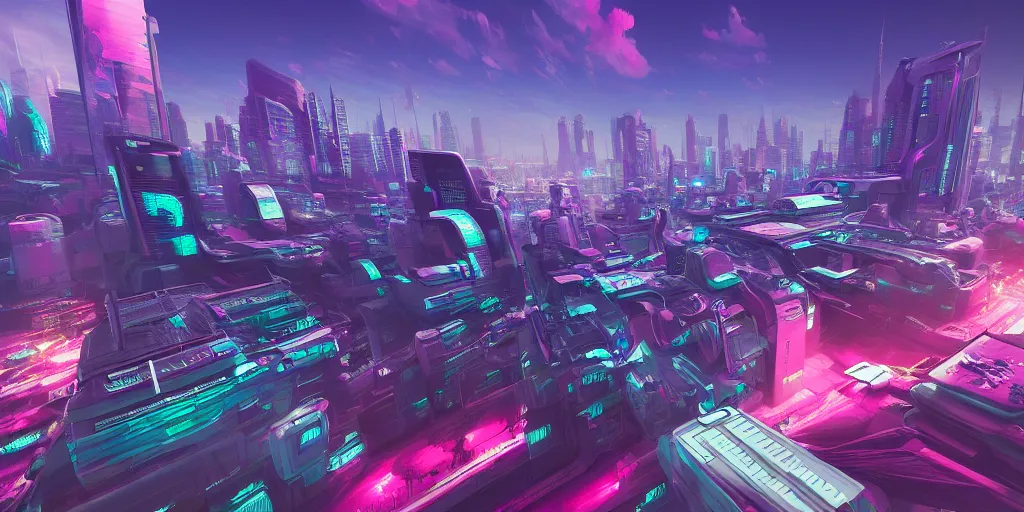 Image similar to futuristic floating synthwave city, science fiction digital art, award winning, trending on artstation, digital art. highly detailed 8 k. intricate. lifelike.