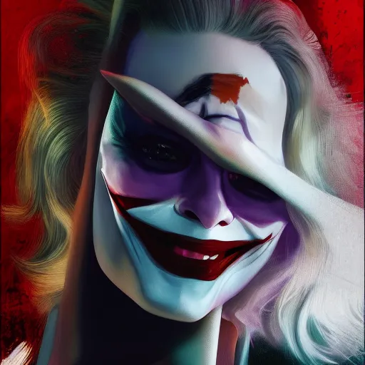 Prompt: Margot Robbie is the Joker hyperdetailed, artstation, cgsociety, 8k