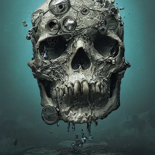 Image similar to portrait_of_a_melting_skull._intricate_abstract._intricate_artwork._by_Tooth_Wu_wlop_beeple_dan_mumford._octane_render_trending_on_artstat