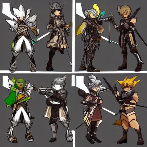 Prompt: monster hunter, armor, crossbow, man, anime style