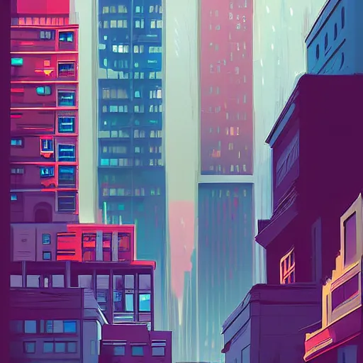 Prompt: city life by petros afshar, trending on artstation