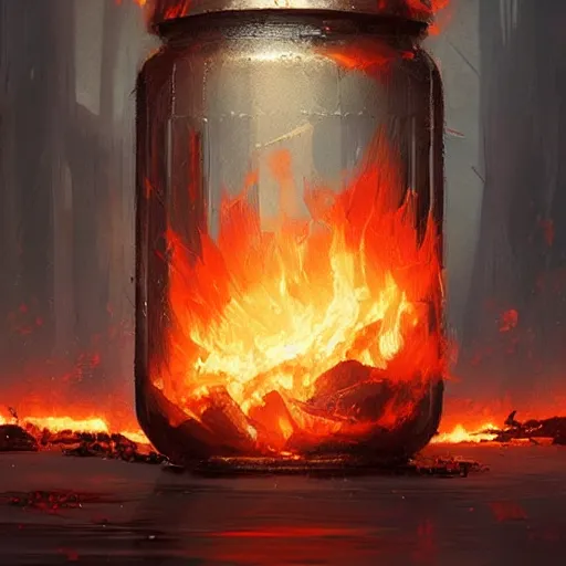 Image similar to a jar full of fire, greg rutkowski