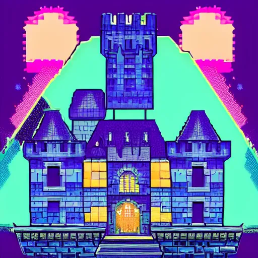 Prompt: Retrowave castle