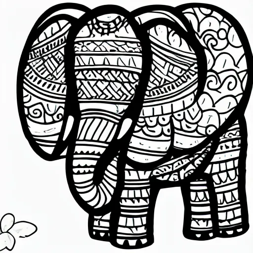 Prompt: drawing of an elephant cute for Coloring Books For Kids Cool