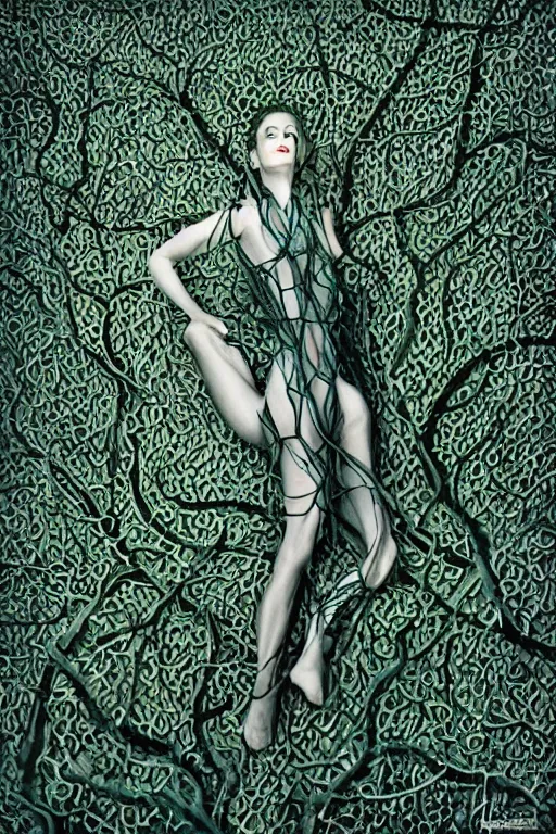 Image similar to beautiful elegant women made of oil and vines by rik oostenbroek, contrasted color, full body