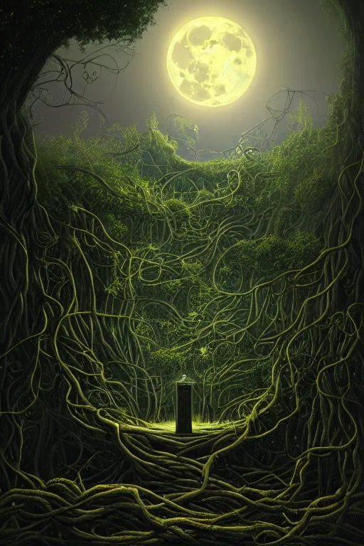 Prompt: a beautiful digital illustration painting of a detailed gothic fantasy full moon and roots, throne seat and vines by by benoit b. mandelbrot, steven belledin, martin johnson heade, lee madgwick, caspar david friedrich, and david rios ferreira. 8 k resolution trending on artstation concept art digital illustration