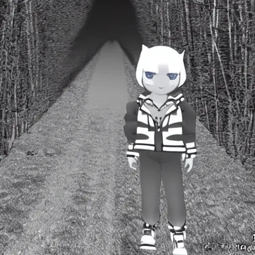 Image similar to chiaki nanami black and white haunted trailcam footage