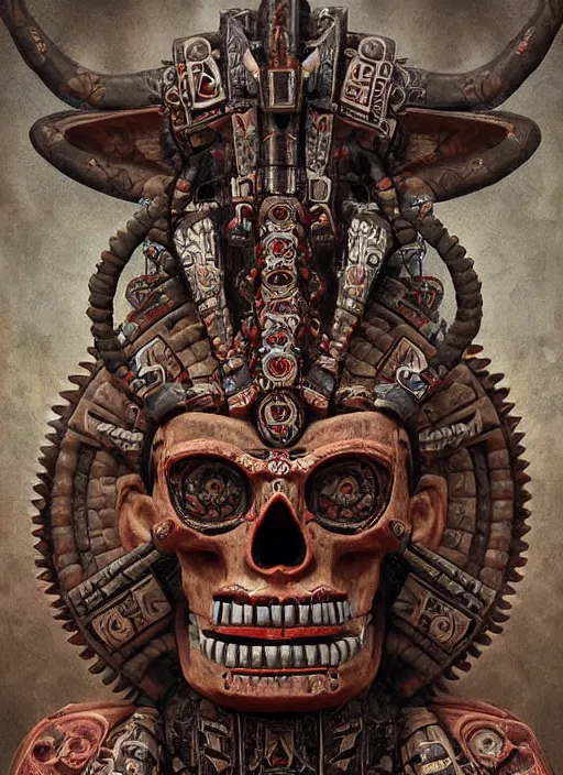 Image similar to digital _ painting _ of _ aztec god of death mictlantecuhtli _ by _ filipe _ pagliuso _ and _ justin _ gerard _ symmetric _ fantasy _ highly _ detailed _ realistic _ intricate _ port