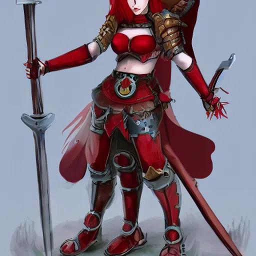 Prompt: Quirky Red Hair Female Crusader