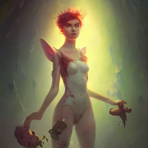 Image similar to A portrait of a wild pixie, huggy wuggy from poppy playtime video game, fullbody, ultra high detailed, glowing lights, oil painting, Greg Rutkowski, Charlie Bowater, Beeple, unreal 5, DAZ, hyperrealistic, octane render, RPG portrait, dynamic lighting, fantasy art, beautiful face