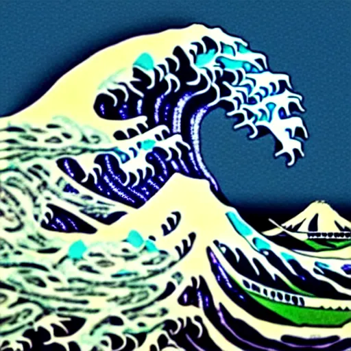 Image similar to the great wave made of spaghetti