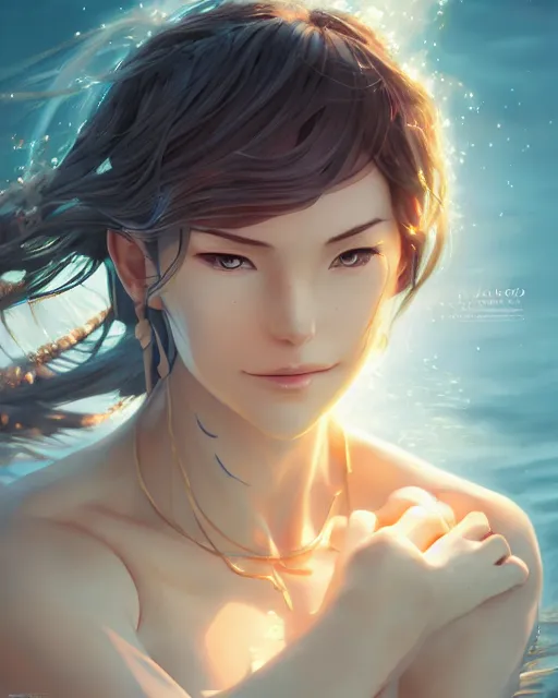 Image similar to goddess creating a tsunami, ambient lighting, detailed face, full body shading, by makoto shinkai, stanley artgerm lau, wlop, rossdraws