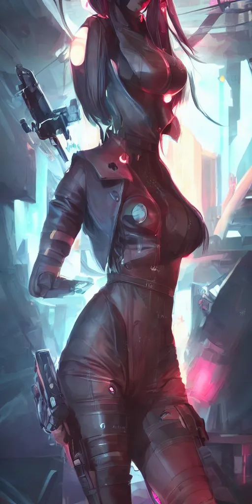 Prompt: fullbody portrait of a beautiful girl dressed in cyberpunk style by riot games, anime style, masterpiece, award - winning, artstation, pixiv