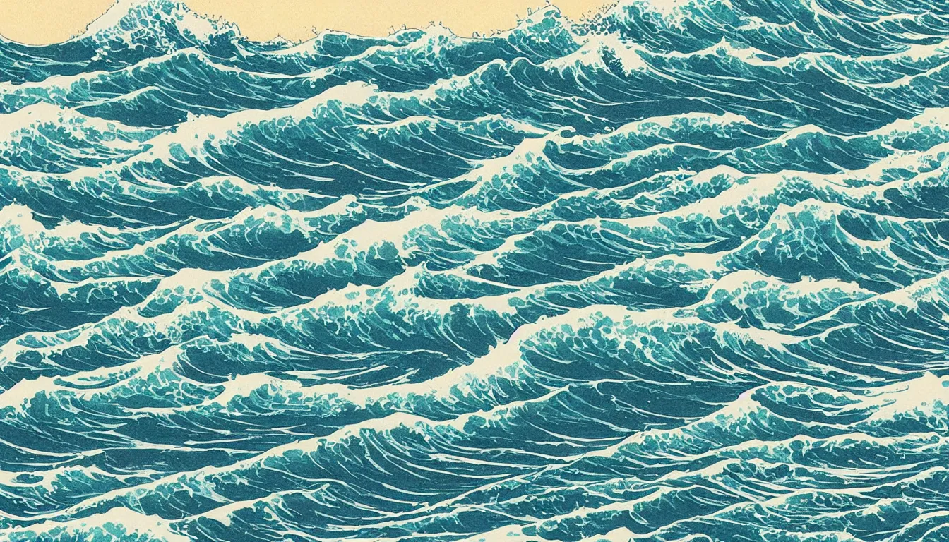 Image similar to ocean swells, japanese illustration