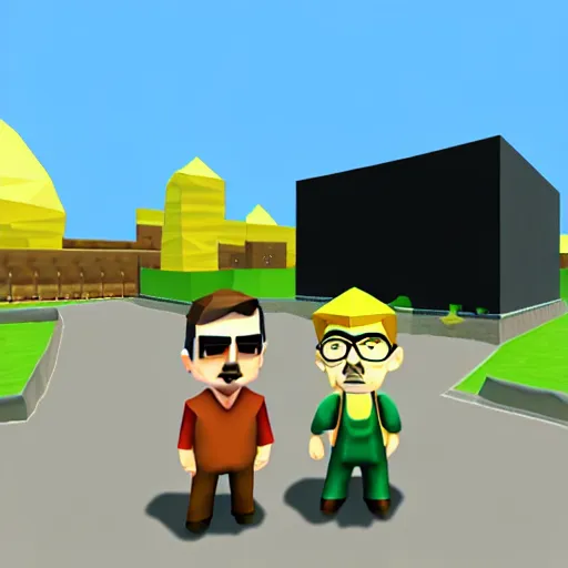 Image similar to breaking bad, nintendo 6 4 screenshot, low poly, aliased