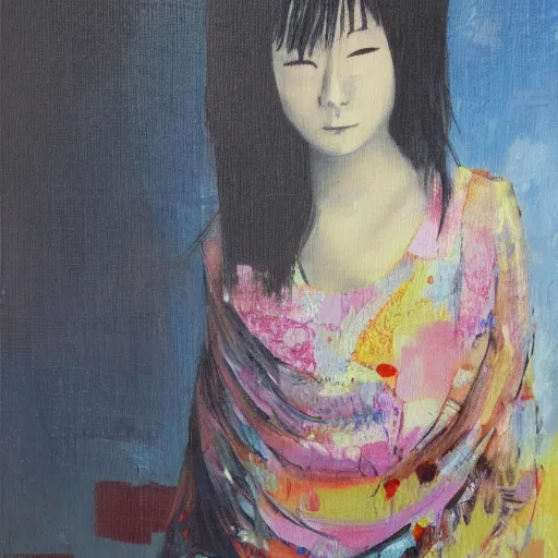 Prompt: oil painting by shigeko kubota