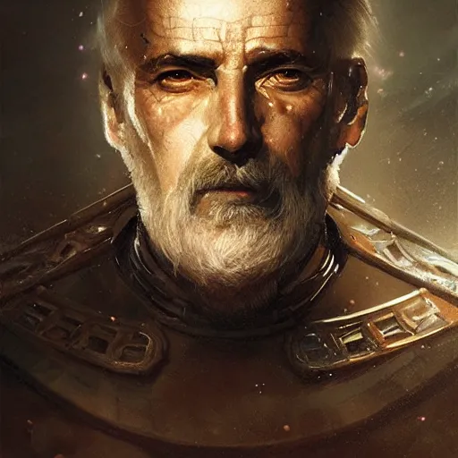 Prompt: Portrait of a middle aged admiral, detailed face, fantasy, highly detailed, cinematic lighting, digital art painting by greg rutkowski