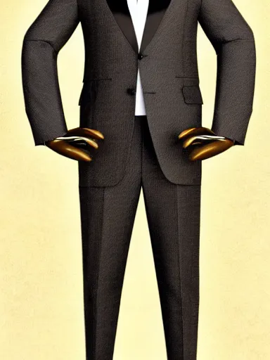 Image similar to full body portrait of anthropomorphic sloth in men's formalwear : : digital art, concept art, digital illustration, photorealism, hyperreal