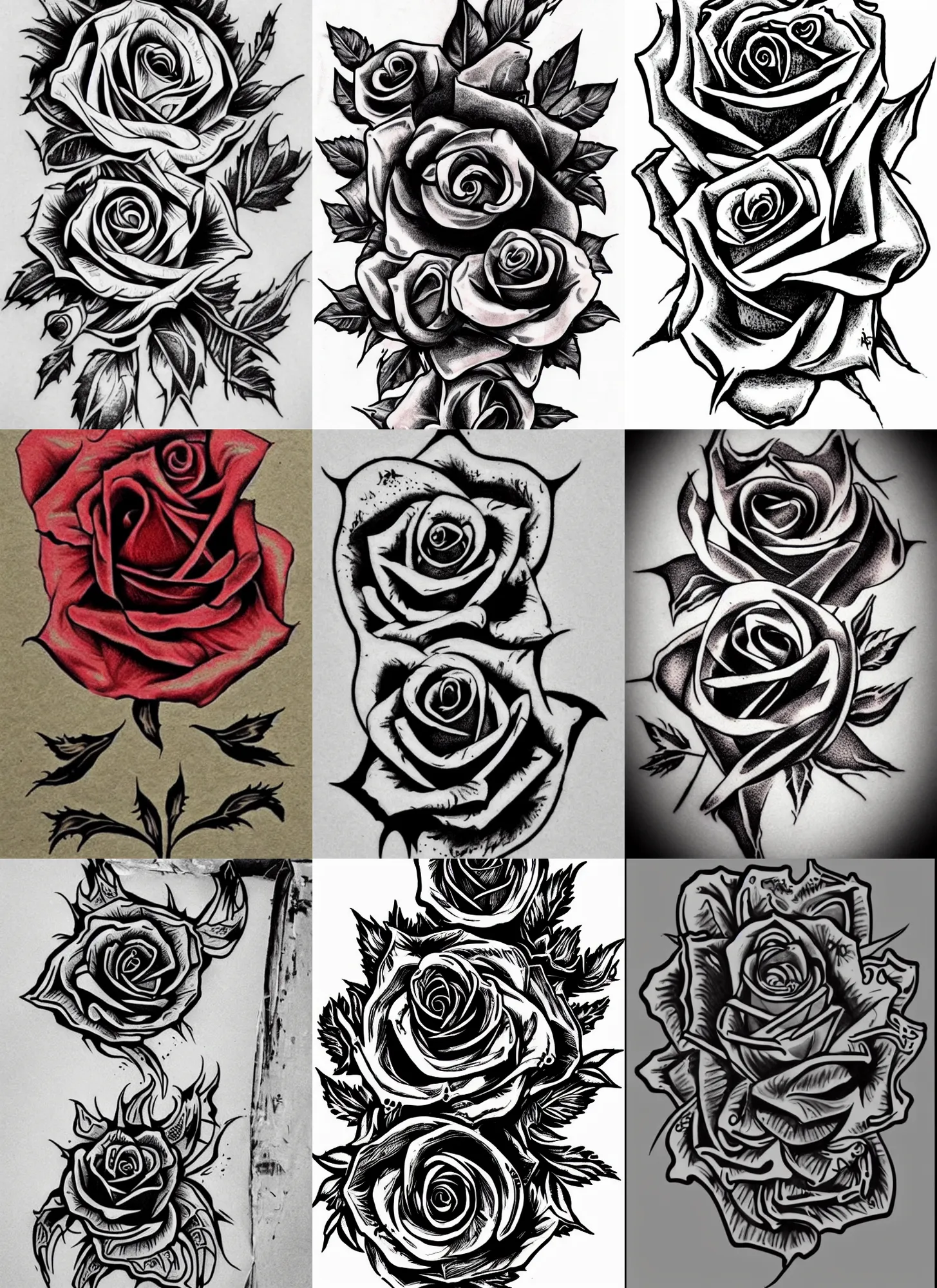 Tattoo Design demonic rose Stencil, Stable Diffusion