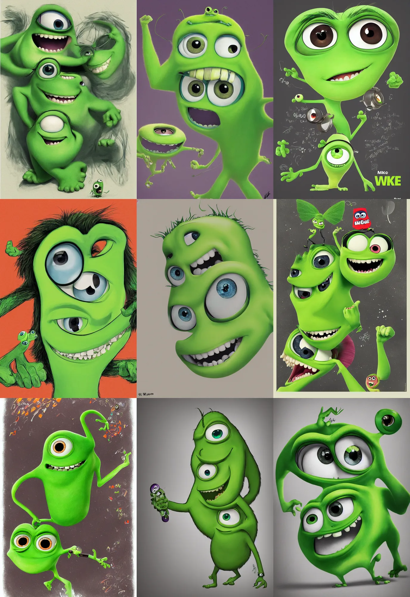 Prompt: a cool poster of mike wazowski trending on art station