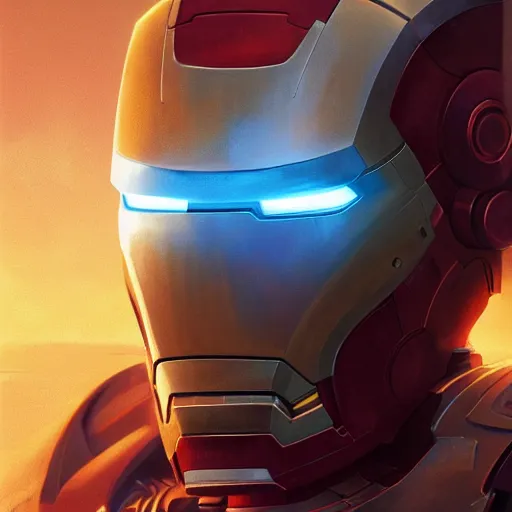 Image similar to highly detailed portrait of iron man, stephen bliss, unreal engine, fantasy art by greg rutkowski, loish, rhads, ferdinand knab, makoto shinkai and lois van baarle, ilya kuvshinov, rossdraws, tom bagshaw, global illumination, radiant light, detailed and intricate environment