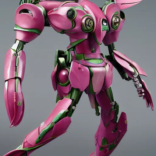 Image similar to futuristic nymphaea themed mecha waterlily upper body, sepals forming helmet, highly detailed, nymphaea, 8 k hd resolution, barbatos mobile suit with floral inlay, bandai box art, star wars, makoto kobayashi, frank gehry, raymond swanland