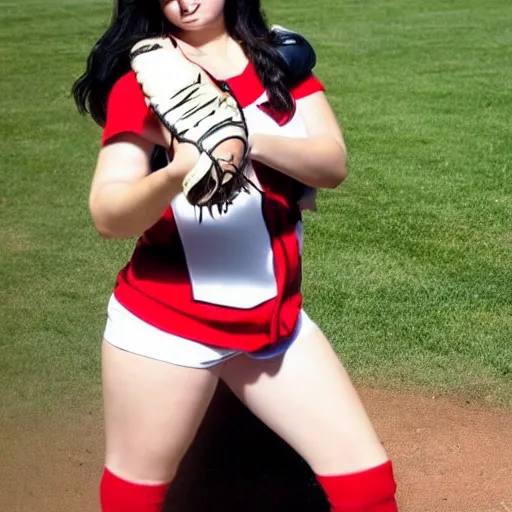 Prompt: Lauren Ash playing baseball