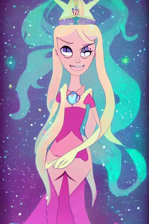 Prompt: a full length portrait of star butterfly princess from star vs the forces of evil ( tv series ), high - contrast, intricate, elegant, highly detailed, digital painting, artstation, concept art, smooth, sharp focus, illustration