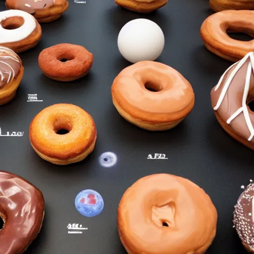 Image similar to a model solar system made out of doughnuts