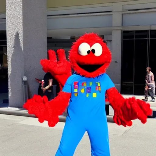 Prompt: Elon Musk in an Elmo costume