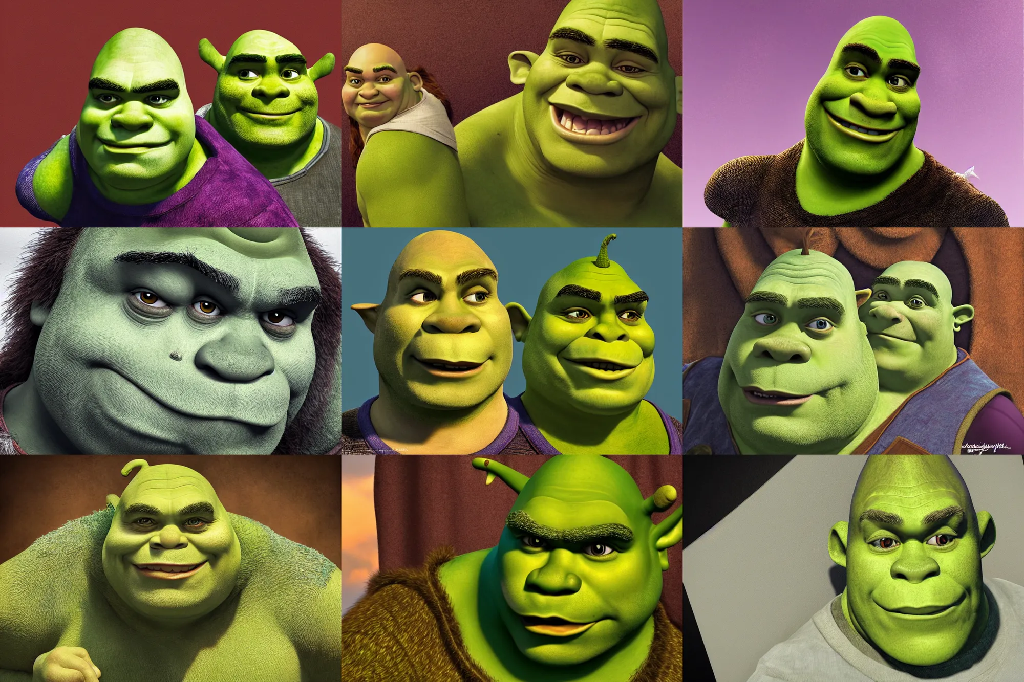 Prompt: Realistic Shrek portrait