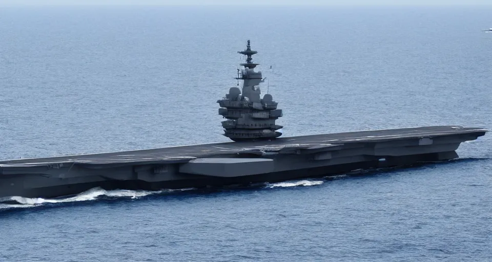 Image similar to an elaborate stealth aircraft carrier design