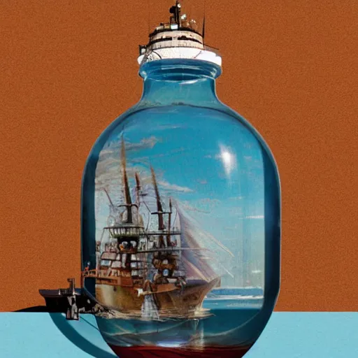 Image similar to a ship in a bottle