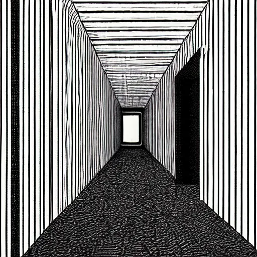 Image similar to “A creepy bright white hallway by Junji Ito”