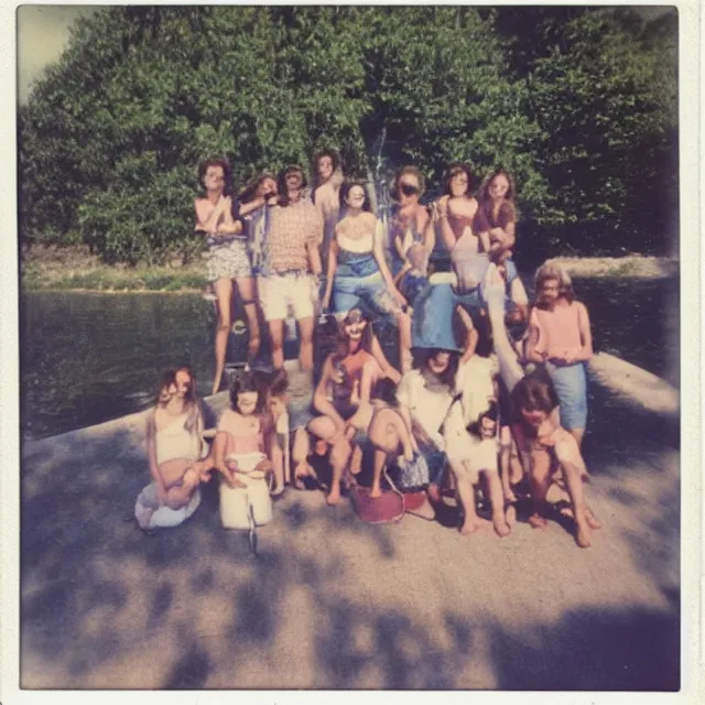 Image similar to polaroid photograph of ( ( ( ( ( ( ( ( balatonfured, a resort town in veszprem county, in hungary ) ) ) ) ) ) ) ), summer, july of 1 9 8 0