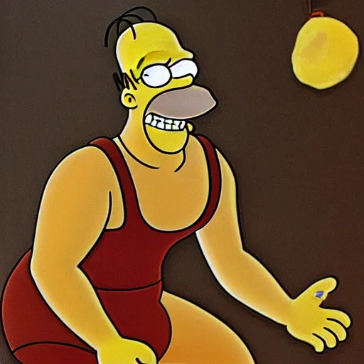 Image similar to Homer Simpson as the Discobolus