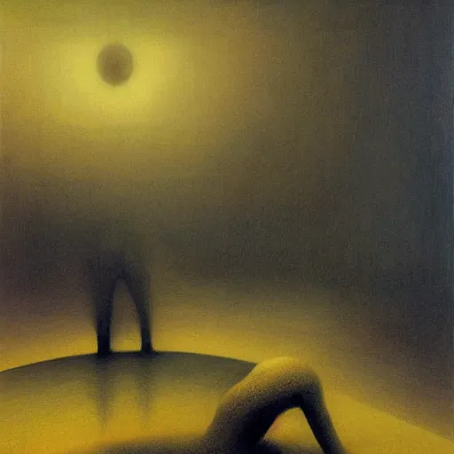 Image similar to Jeff Bezos at the edge of time, moody, dramatic, masterpiece by Zdzisław Beksiński